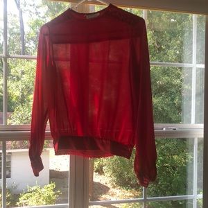 Sheer red vintage party blouse
